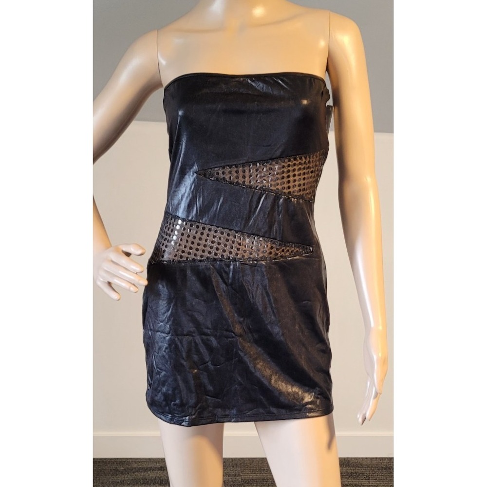 Sexy Women‎ Black Stretch Strapless Mini Club Party Cocktail Dress Small LB1028